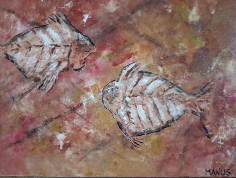 schilderij van 2 vissen